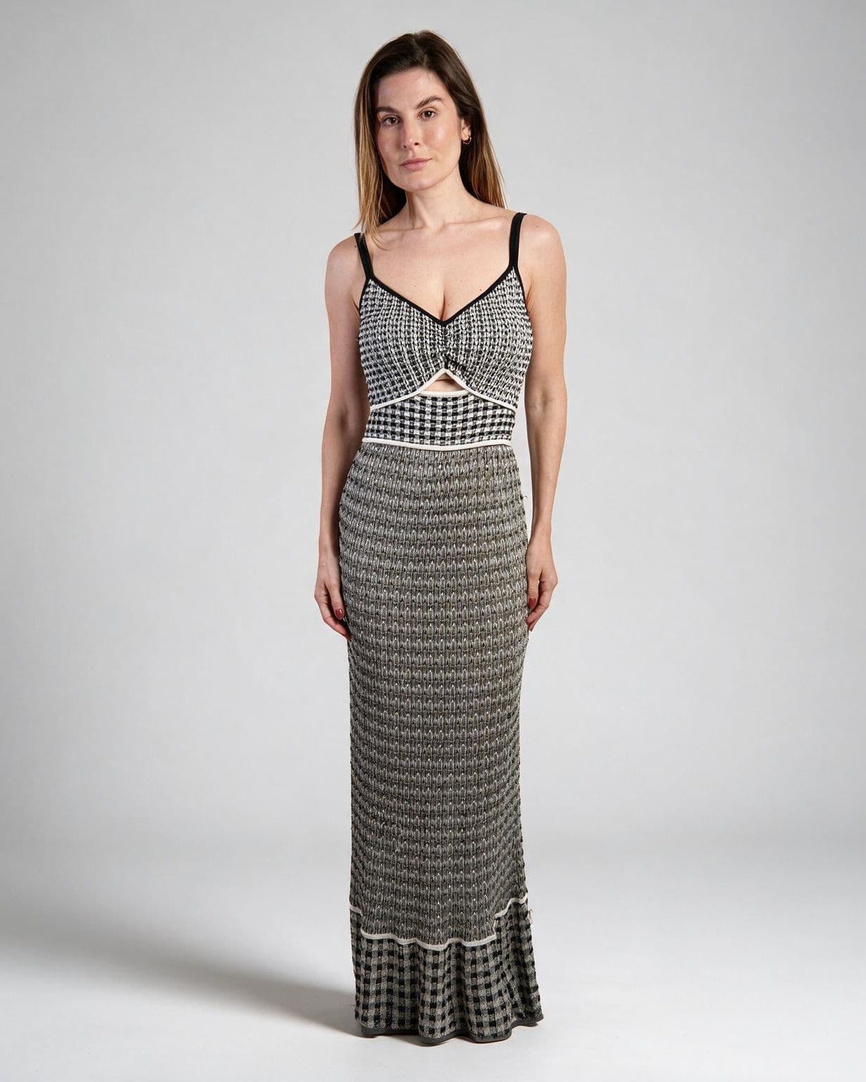 Vestido Longo Jacquard Kerry, peça no corpo