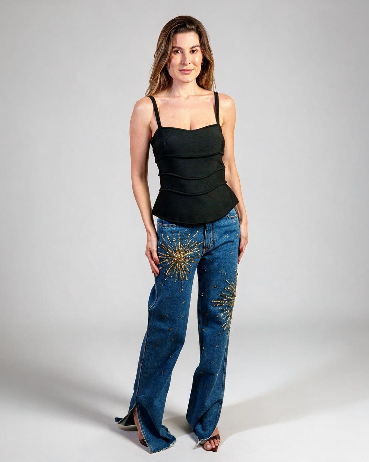 Blusa Recorte Ondas, peça no corpo